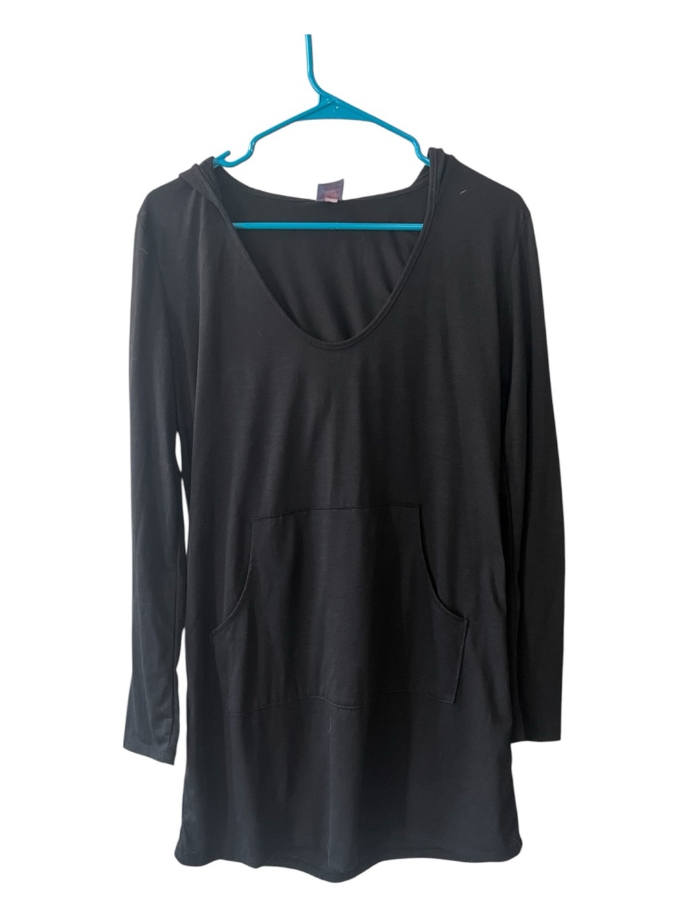 Merona Black Hooded Long Sleeve Tunic with Kangaroo Pocket size M